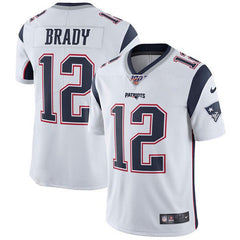 Men's New England Patriots #12 Tom Brady White 2019 100th Season Vapor Untouchable Limited Stitched NFL Jersey 
