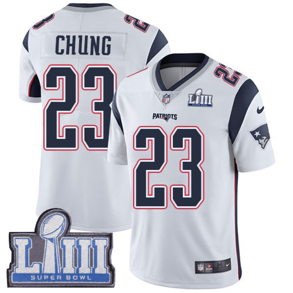 Men's New England Patriots #23 Patrick Chung White Super Bowl LIII Vapor Untouchable Limited Stitched NFL Jersey 