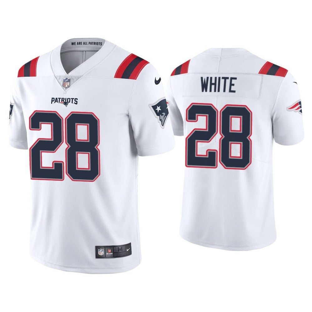 Men's New England Patriots #28 James White 2020 White Vapor Untouchable Limited Stitched NFL Jersey 