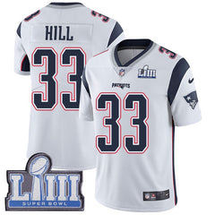 Men's New England Patriots #33 Jeremy Hill White Super Bowl LIII Vapor Untouchable Limited Stitched NFL Jersey 