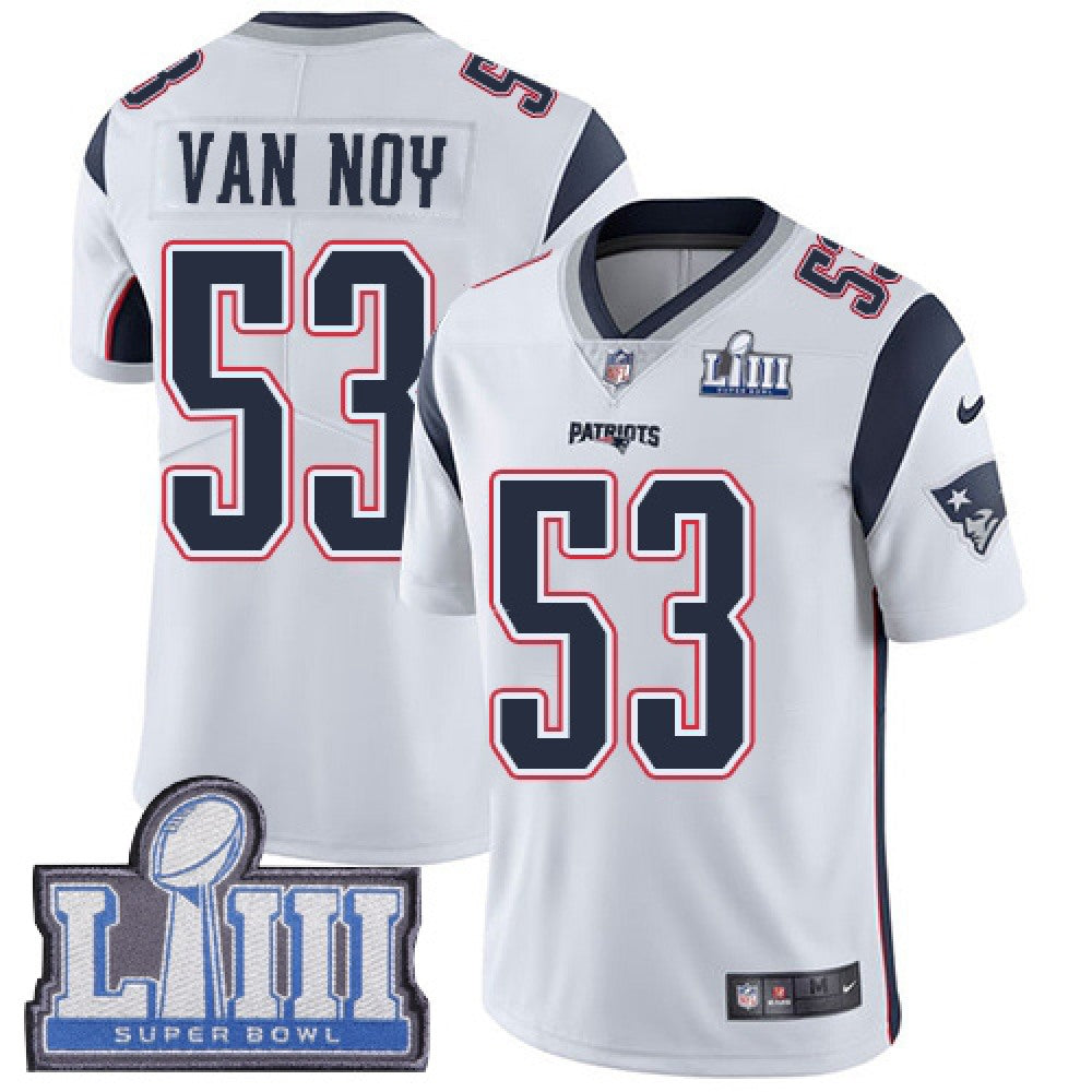 Men's New England Patriots #53 Kyle Van Noy White Super Bowl LIII Vapor Untouchable Limited Stitched NFL Jersey 
