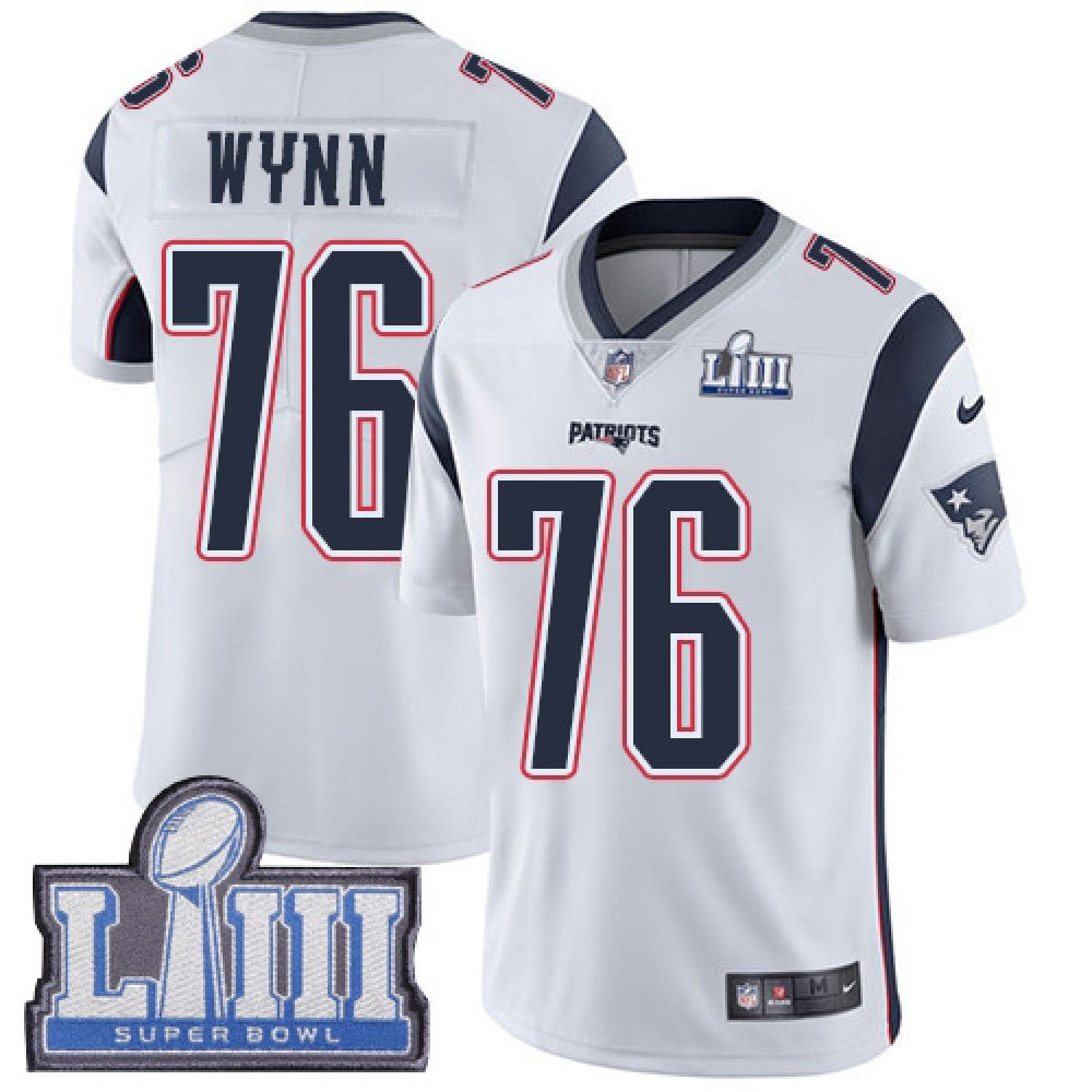 Men's New England Patriots #76 Isaiah Wynn White Super Bowl LIII Vapor Untouchable Limited Stitched NFL Jersey 