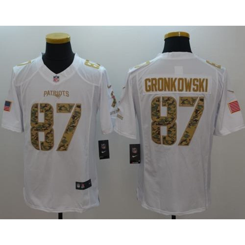Patriots #87 Rob Gronkowski White Men's Stitched NFL Limited Salute to Service Jersey 