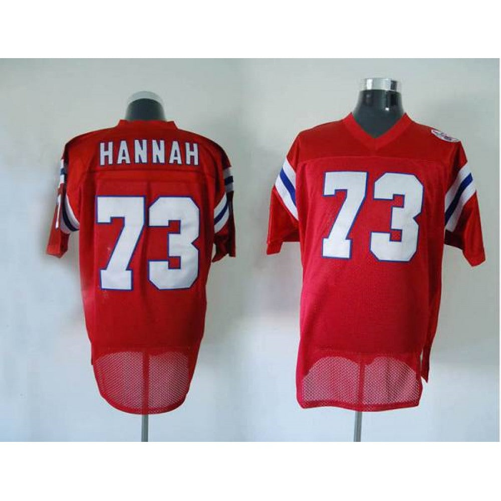 Mitchell And Ness Patriots #73 John Hannah Red Stitched Throwback NFL Jersey 