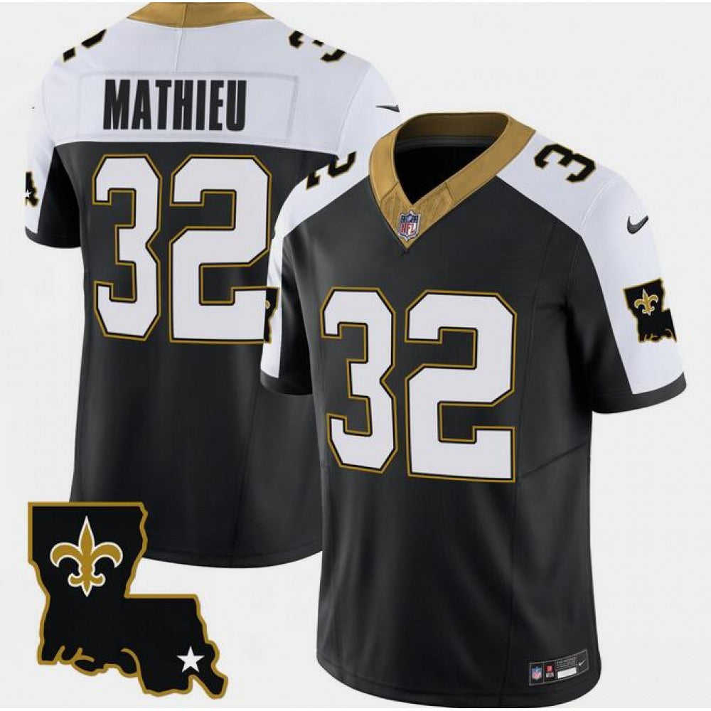 Men's New Orleans Saints #32 Tyrann Mathieu Black White 2023 F.U.S.E. 1987 Legacy Vapor Stitched Jersey 