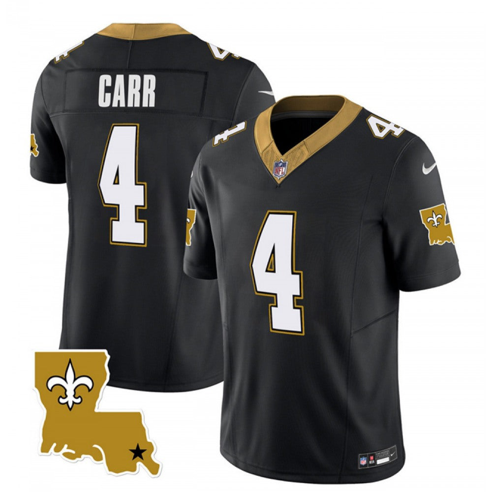 Men's New Orleans Saints #4 Derek Carr Black 2023 F.U.S.E. 1987 Legacy Vapor Stitched Jersey 