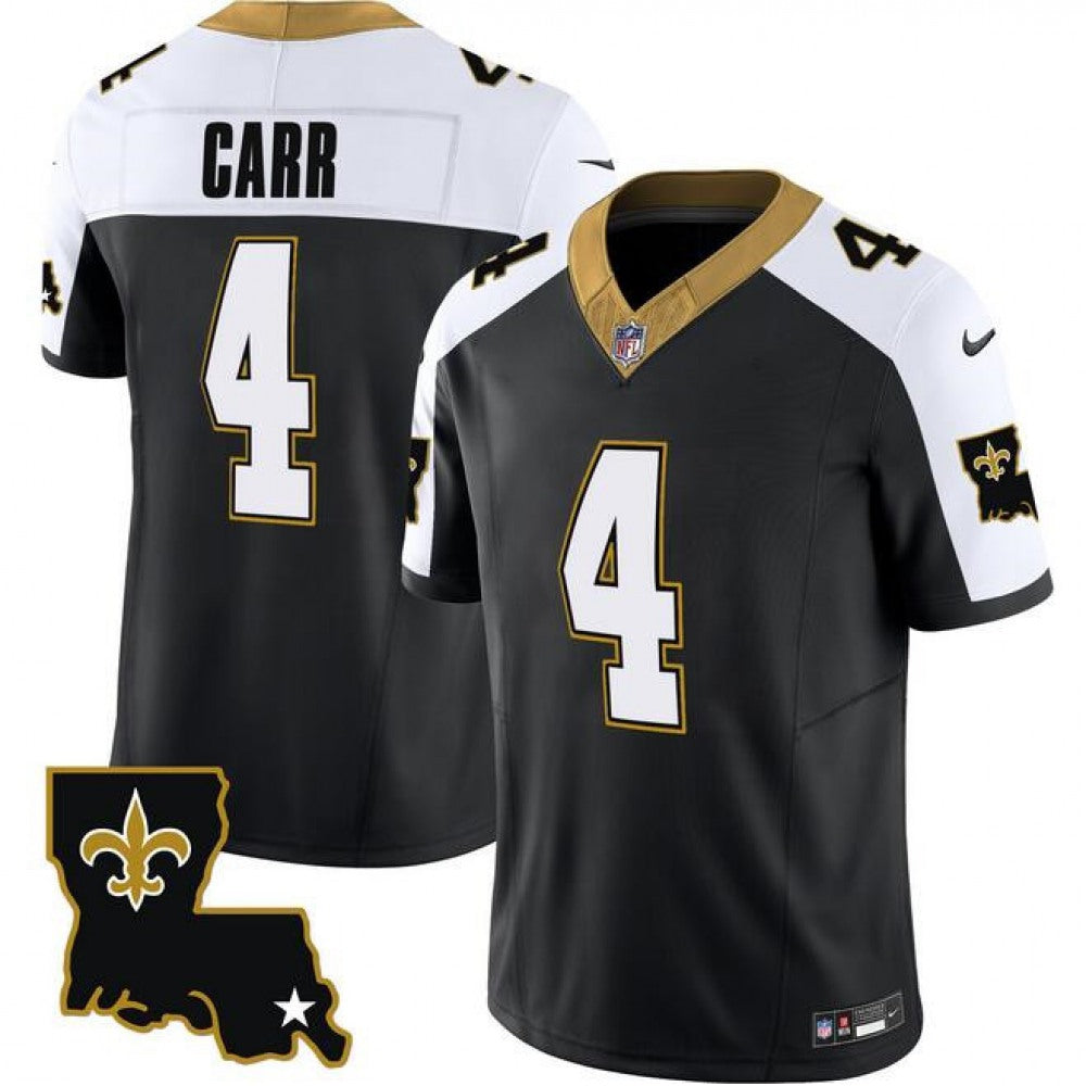 Men's New Orleans Saints #4 Derek Carr Black White 2023 F.U.S.E. 1987 Legacy Vapor Stitched Jersey 