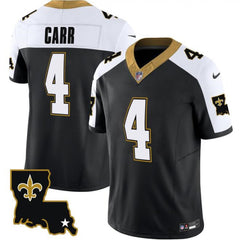 Men's New Orleans Saints #4 Derek Carr Black White 2023 F.U.S.E. 1987 Legacy Vapor Stitched Jersey 