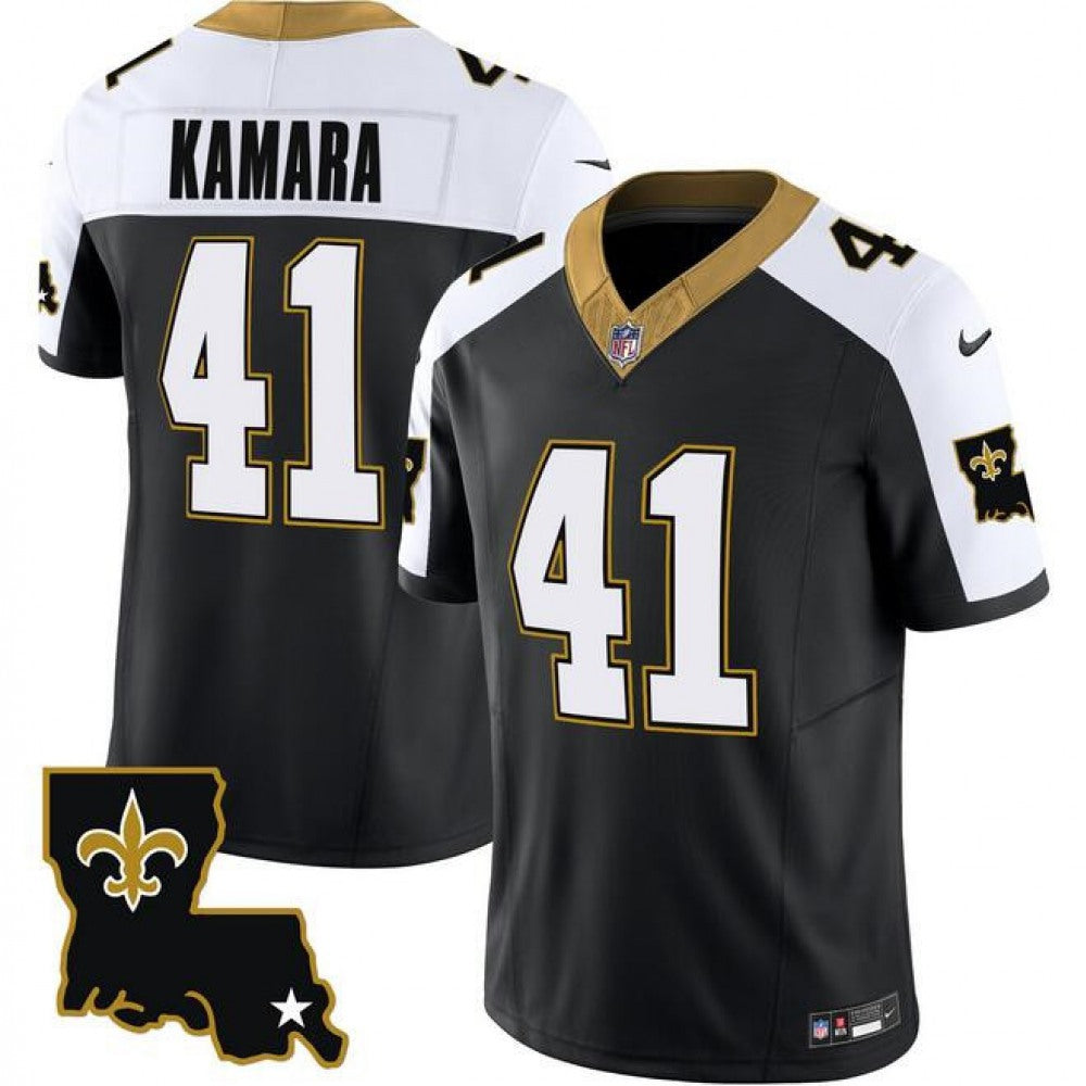 Men's New Orleans Saints #41 Alvin Kamara Black White 2023 F.U.S.E. 1987 Legacy Vapor Stitched Jersey 