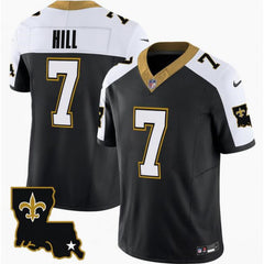 Men's New Orleans Saints #7 Taysom Hill Black/White 2023 F.U.S.E. 1987 Legacy Vapor Stitched Jersey 