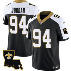 Men's New Orleans Saints #94 Cameron Jordan Black White 2023 F.U.S.E. 1987 Legacy Vapor Stitched Jersey 