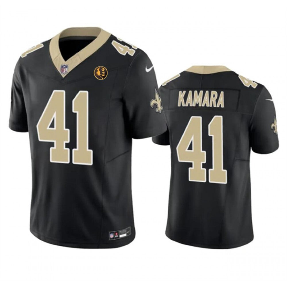 Men's New Orleans Saints #41 Alvin Kamara Black 2023 F.U.S.E. With John Madden Patch Vapor Limited Stitched Football Jersey 