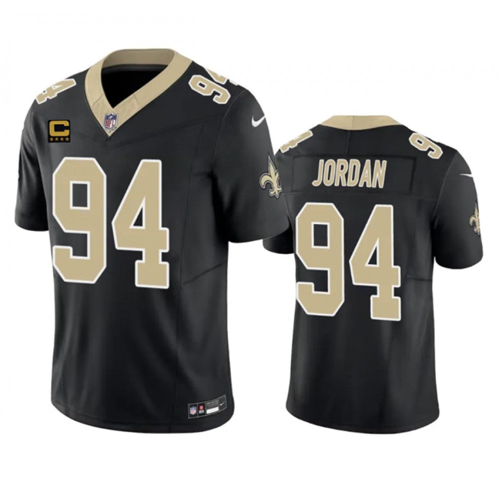 Men's New Orleans Saints #94 Cameron Jordan Black 2023 F.U.S.E. With 4-Star C Patch Vapor Untouchable Limited Stitched Jersey 