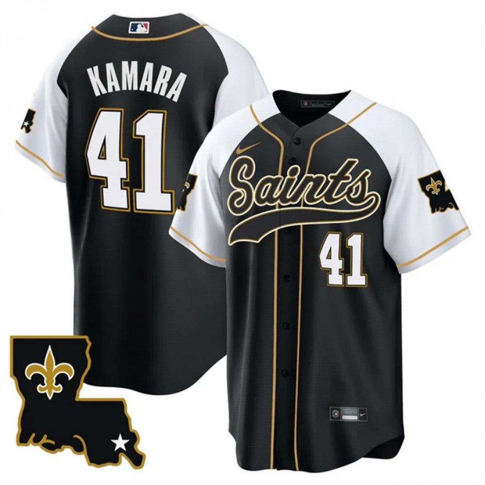 Men's New Orleans Saints #41 Alvin Kamara Black/White 1987 Legacy Cool Base Stitched Baseball Jersey 