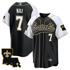 Men's New Orleans Saints #7 Taysom Hill Black/White 1987 Legacy Cool Base Stitched Baseball Jersey 