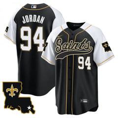 Men's New Orleans Saints #94 Cameron Jordan Black/White 1987 Legacy Cool Base Stitched Baseball Jersey 