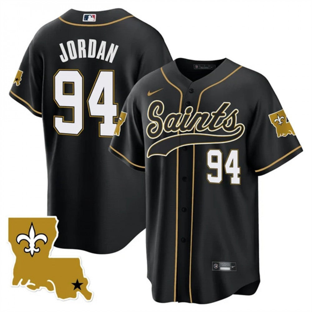 Men's New Orleans Saints #94 Cameron Jordan Black 1987 Legacy Cool Base Stitched Baseball Jersey 