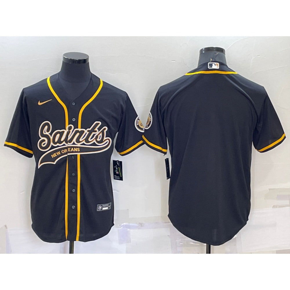 Men's New Orleans Saints Blank Black Cool Base Stitched Baseball Jersey 