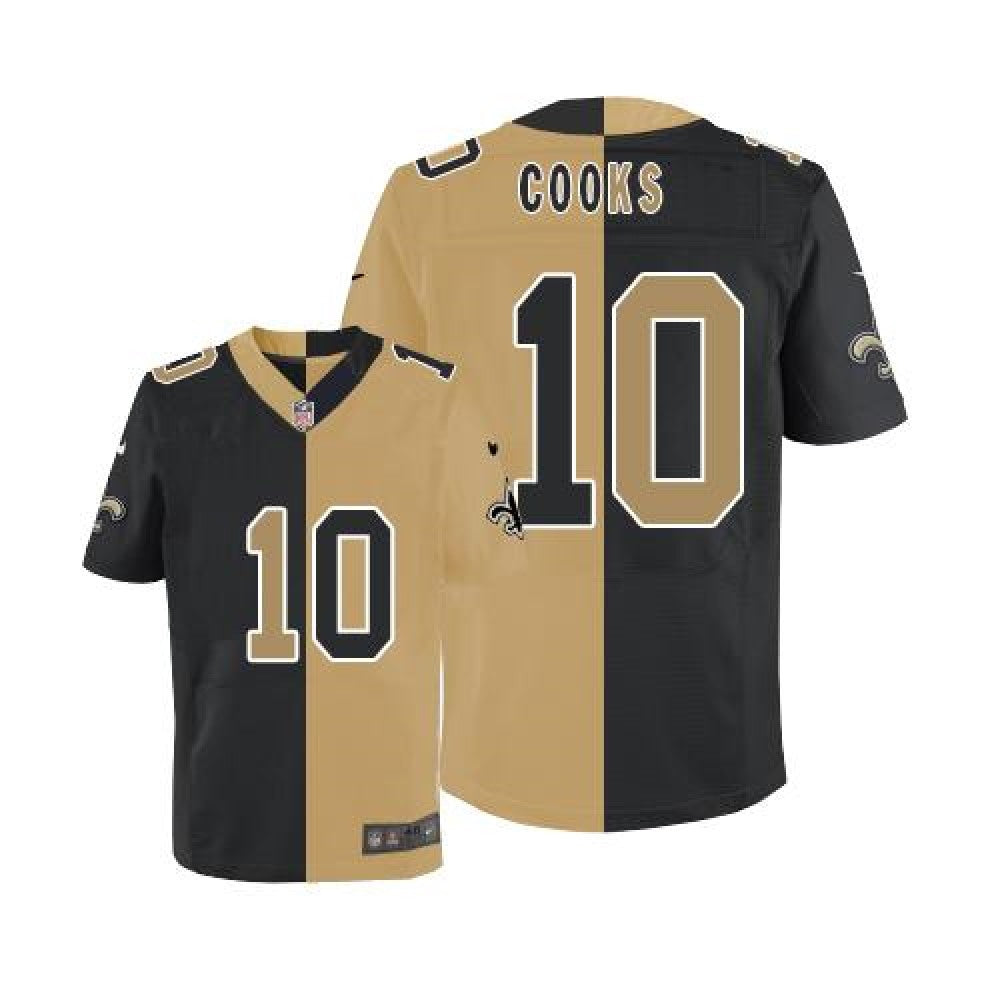Saints #10 Brandin Cooks Black/Gold Men's Stitched NFL Elite Split Jersey 