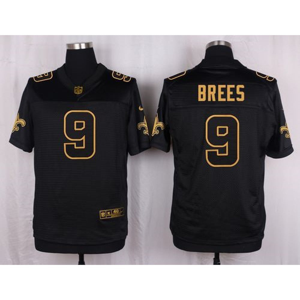 Saints #9 Drew Brees Black Men's Stitched NFL Elite Pro Line Gold Collection Jersey 