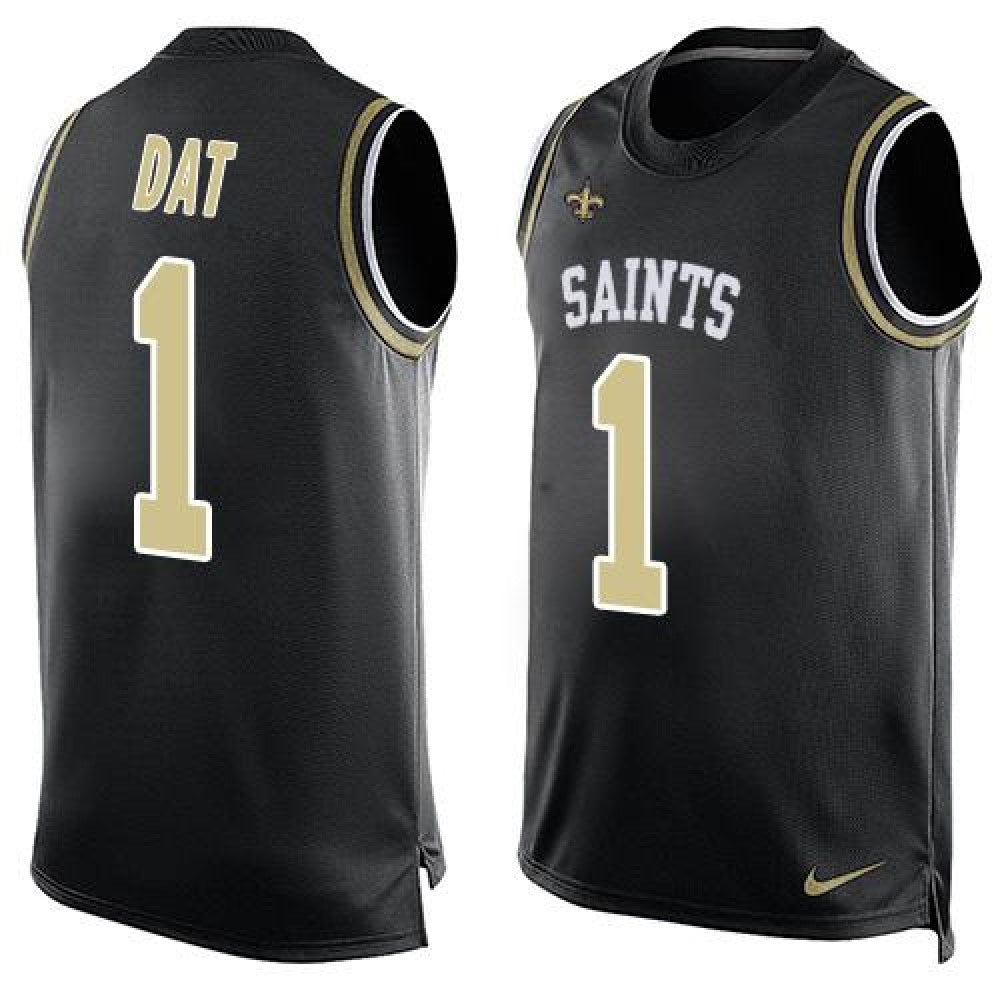 Saints #1 Who Dat Black Team Color Men's Stitched NFL Limited Tank Top Jersey 