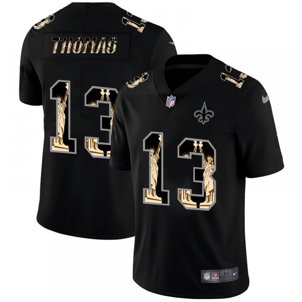 Men's New Orleans Saints #13 Michael Thomas 2019 Black Statue of Liberty Limited Stitched NFL Jersey 