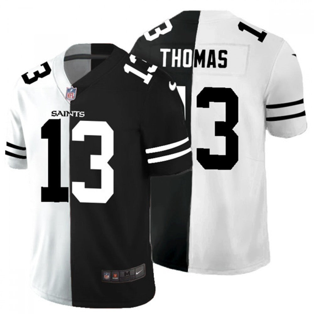 Men's New Orleans Saints #13 Michael Thomas Black & White Split Limited Stitched Jersey 