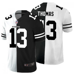 Men's New Orleans Saints #13 Michael Thomas Black & White Split Limited Stitched Jersey 