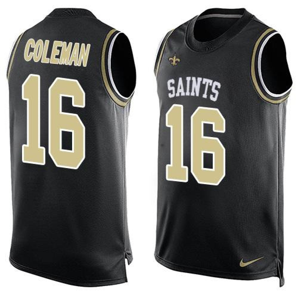 Saints #16 Brandon Coleman Black Team Color Men's Stitched NFL Limited Tank Top Jersey 