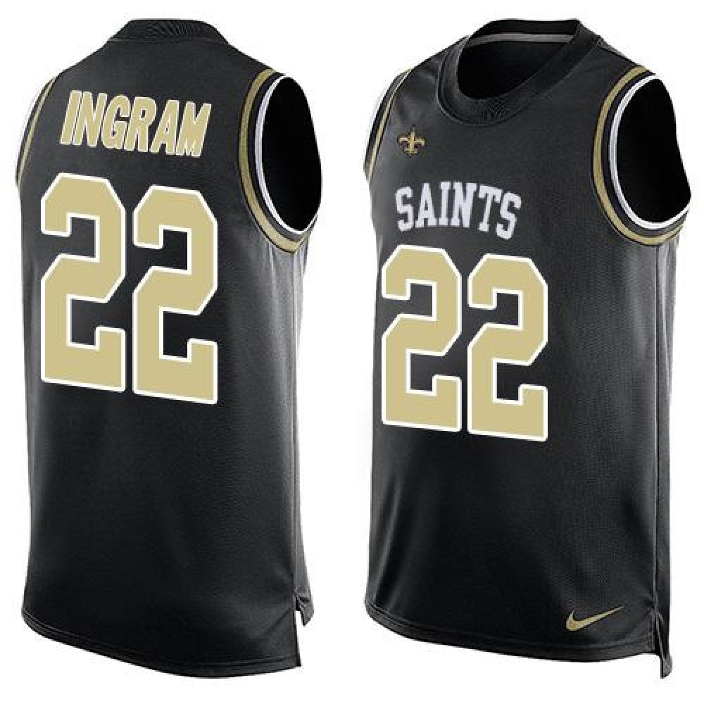 Saints #22 Mark Ingram Black Team Color Men's Stitched NFL Limited Tank Top Jersey 