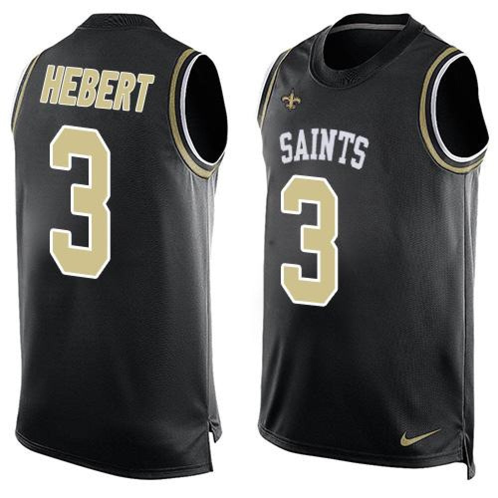 Saints #3 Bobby Hebert Black Team Color Men's Stitched NFL Limited Tank Top Jersey 