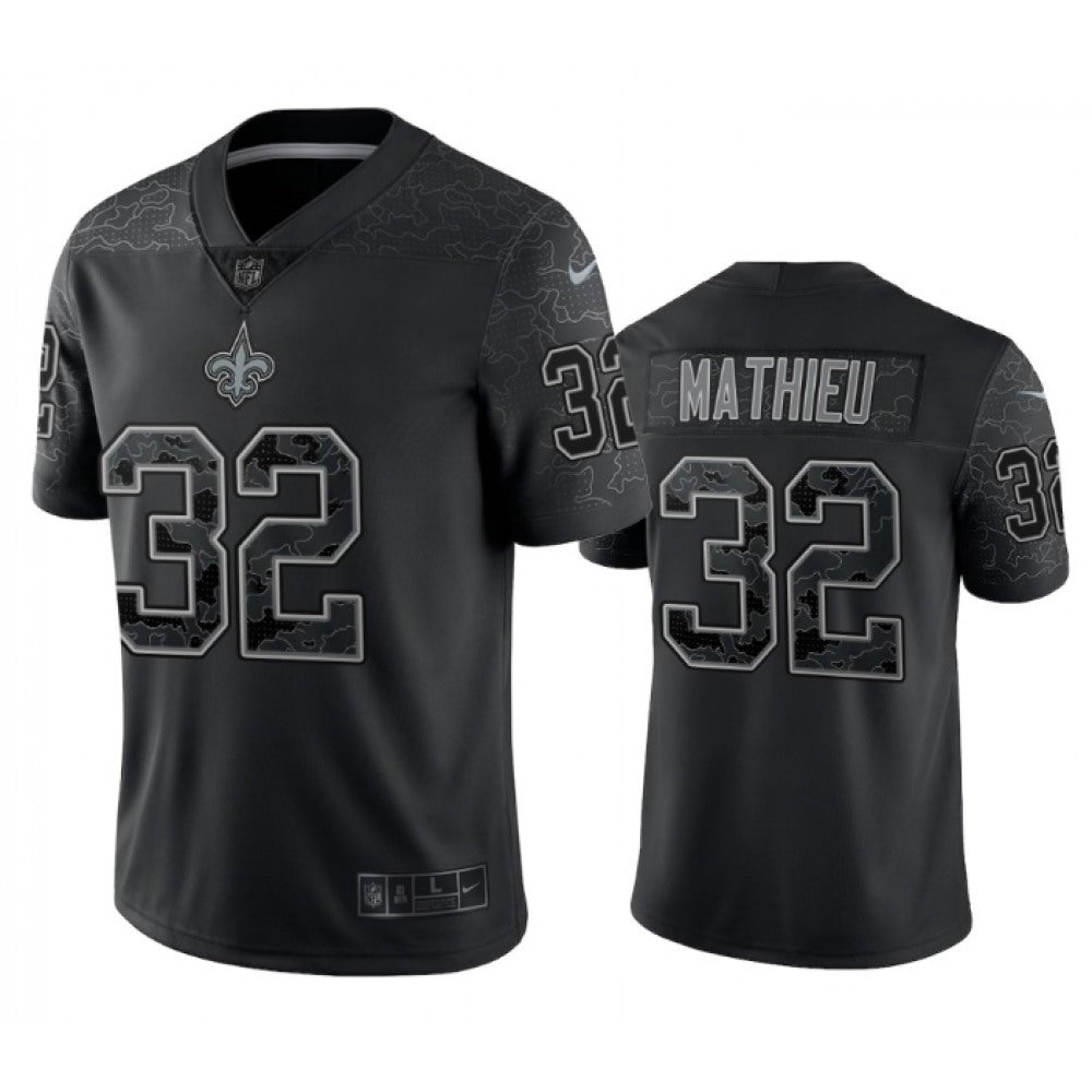 Men's New Orleans Saints #32 Tyrann Mathieu Black Reflective Limited Stitched Football Jersey 