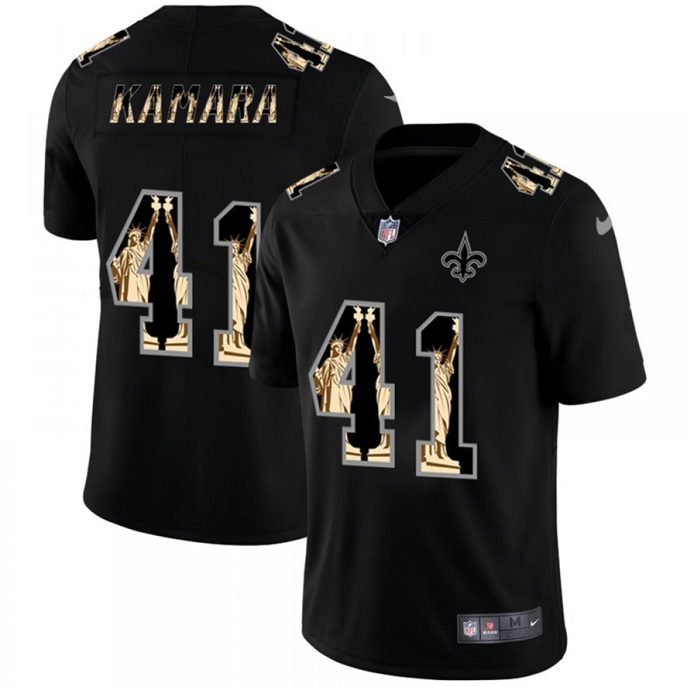 Men's New Orleans Saints #41 Alvin Kamara 2019 Black Statue of Liberty Limited Stitched NFL Jersey 