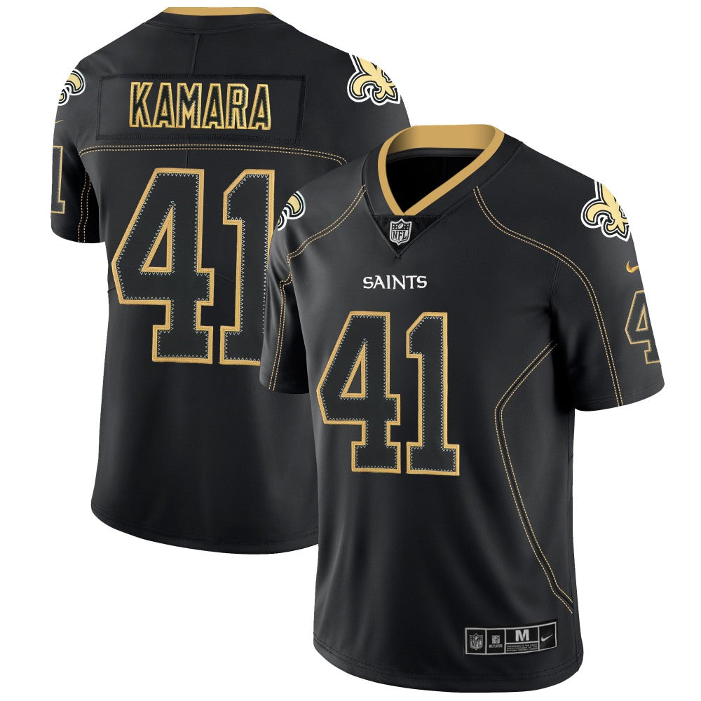 Men's New Orleans Saints #41 Alvin Kamara NFL 2018 Lights Out Black Color Rush Limited Jersey 