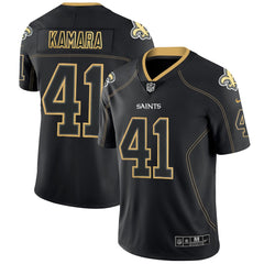 Men's New Orleans Saints #41 Alvin Kamara NFL 2018 Lights Out Black Color Rush Limited Jersey 