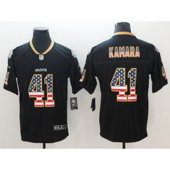 Men's Saints #41 Alvin Kamara Black 2018 USA Flag Color Rush Limited Fashion NFL Stitched Jersey 