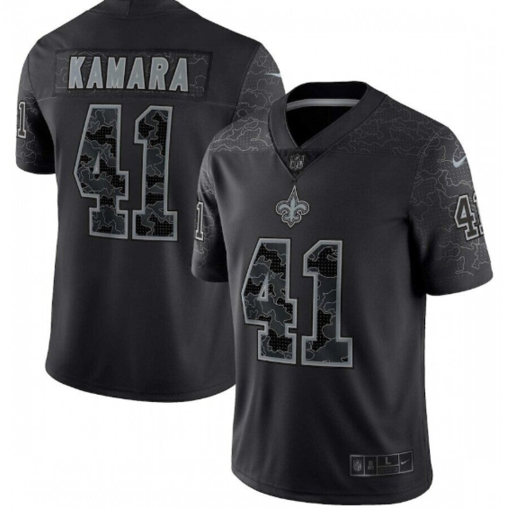 Men's New Orleans Saints #41 Alvin Kamara Black Reflective Limited Stitched Football Jersey 