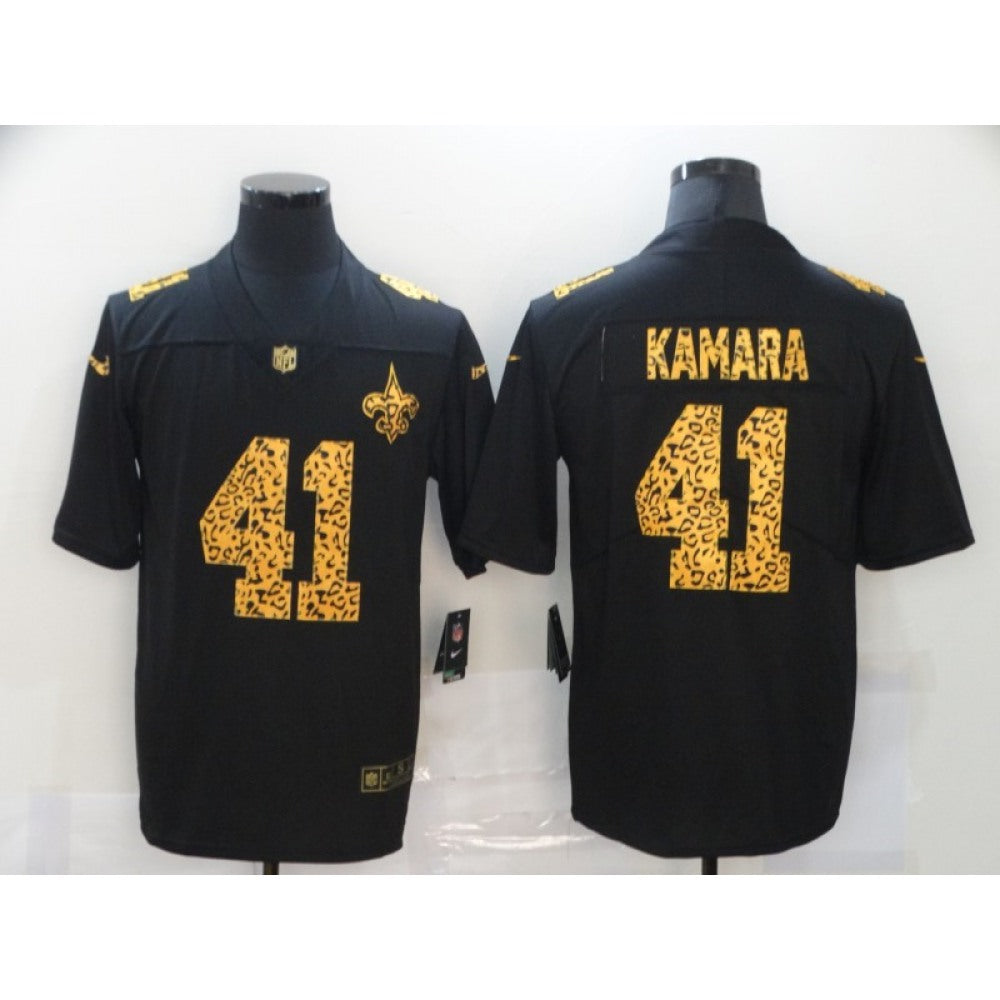 Men's New Orleans Saints #41 Alvin Kamara 2020 Black Leopard Print Fashion Limited Stitched Jersey 