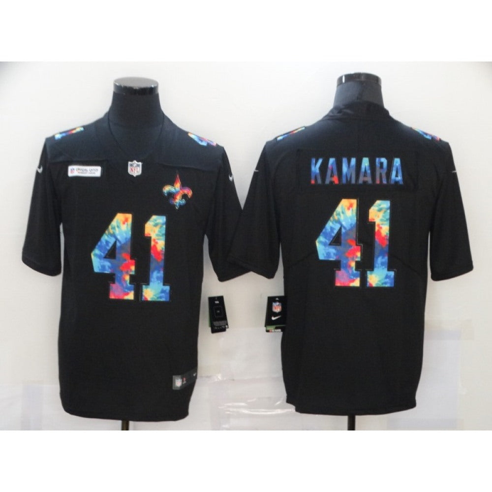 Men's New Orleans Saints #41 Alvin Kamara 2020 Black Crucial Catch Limited Stitched Jersey 