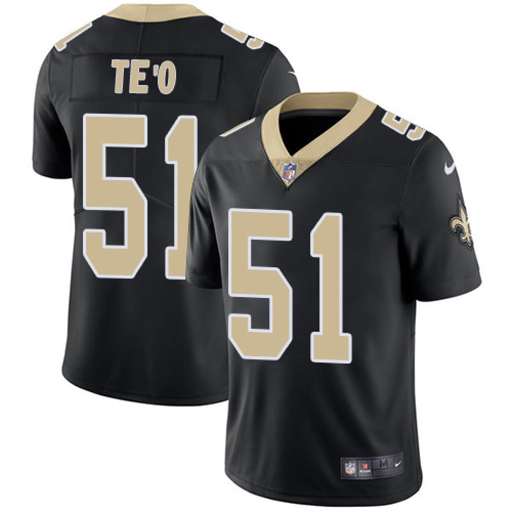 Men's New Orleans Saints #51 Manti Te'o Black Vapor Untouchable Limited Stitched NFL Jersey 