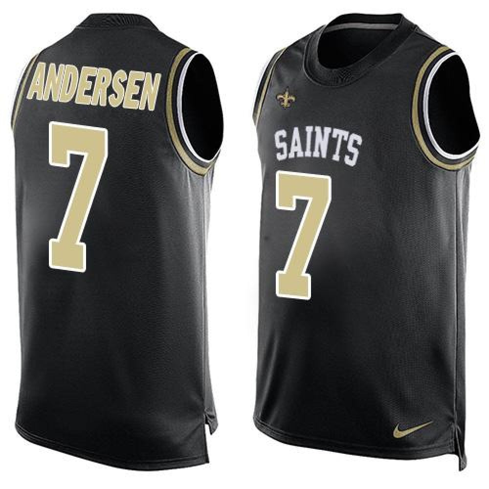 Saints #7 Morten Andersen Black Team Color Men's Stitched NFL Limited Tank Top Jersey 