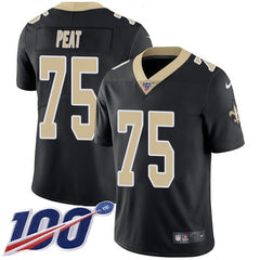 Men's New Orleans Saints #75 Andrus Peat 100th Season Black Vapor Untouchable Limited Jersey 