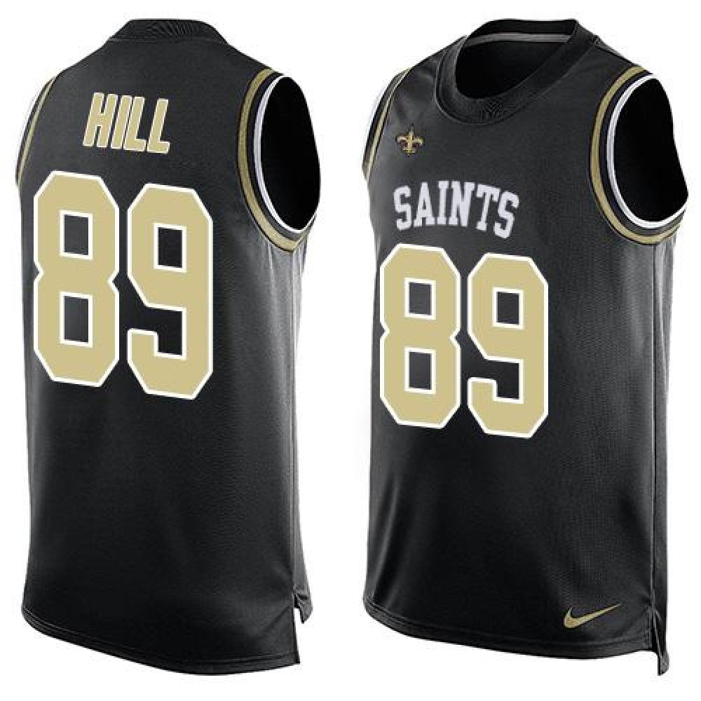 Saints #89 Josh Hill Black Team Color Men's Stitched NFL Limited Tank Top Jersey 