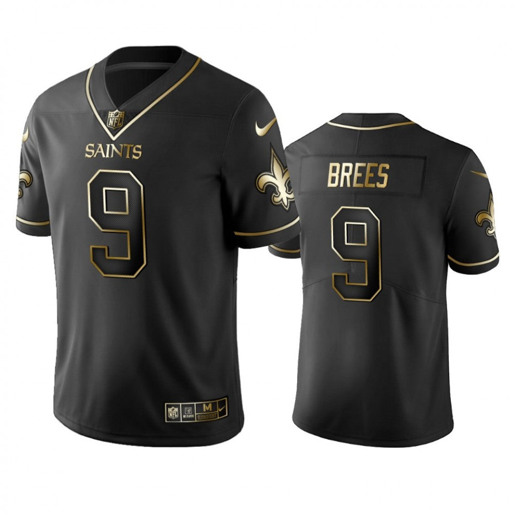 Men's New Orleans Saints #9 Drew Brees Black 2019 Golden Edition Limited Stitched NFL Jersey 
