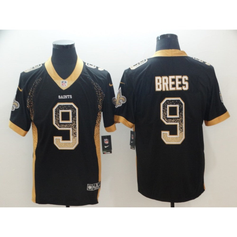 Men's New Orleans Saints #9 Drew Brees Black 2018 Drift Fashion Color Rush Limited Stitched NFL Jersey 