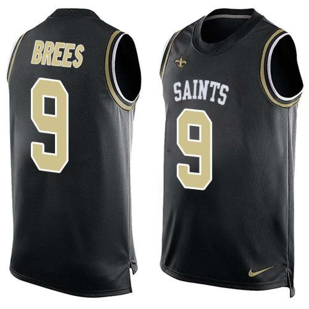 Saints #9 Drew Brees Black Team Color Men's Stitched NFL Limited Tank Top Jersey 