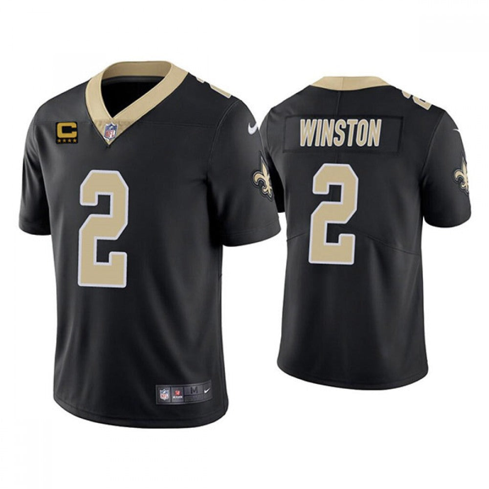 Men's New Orleans Saints 2022 #2 Jameis Winston Black With 4-star C Patch Vapor Untouchable Stitched Jersey 