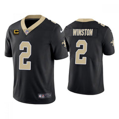 Men's New Orleans Saints 2022 #2 Jameis Winston Black With 4-star C Patch Vapor Untouchable Stitched Jersey 