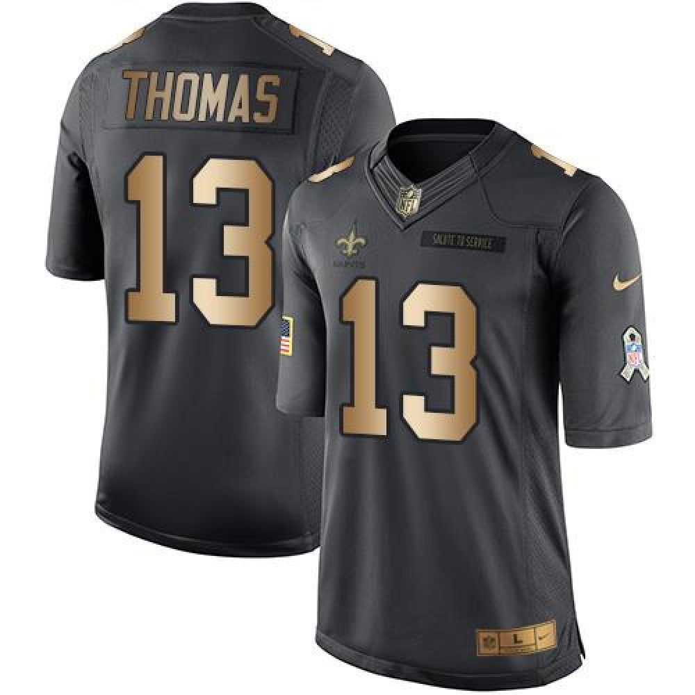 Saints #13 Michael Thomas Black Men's Stitched NFL Limited Gold Salute To Service Jersey 