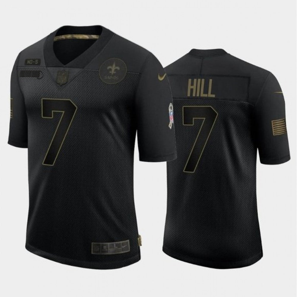 Men's New Orleans Saints #7 Taysom Hill 2020 Black Salute To Service Limited Stitched Jersey 